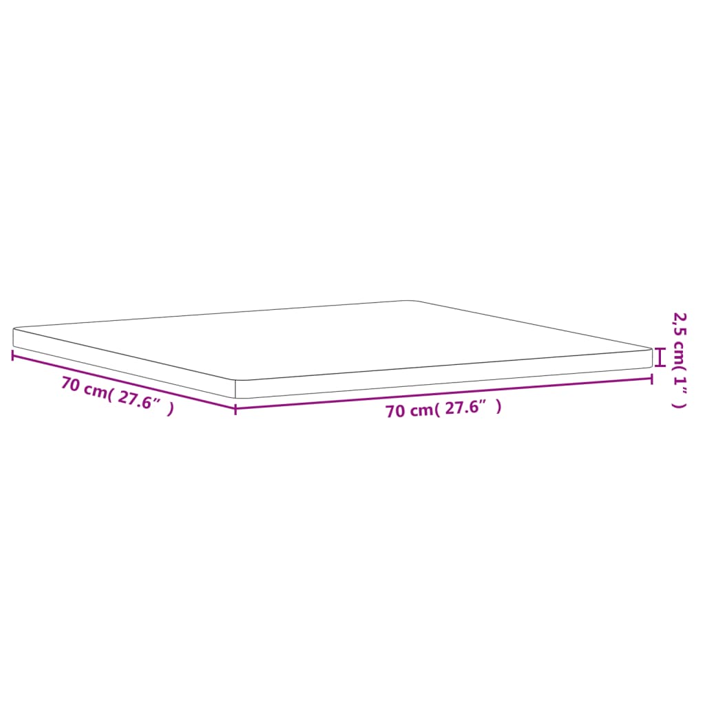 Pöytälevy 70x70x2,5 cm neliömäinen massiivipyökkipuuta