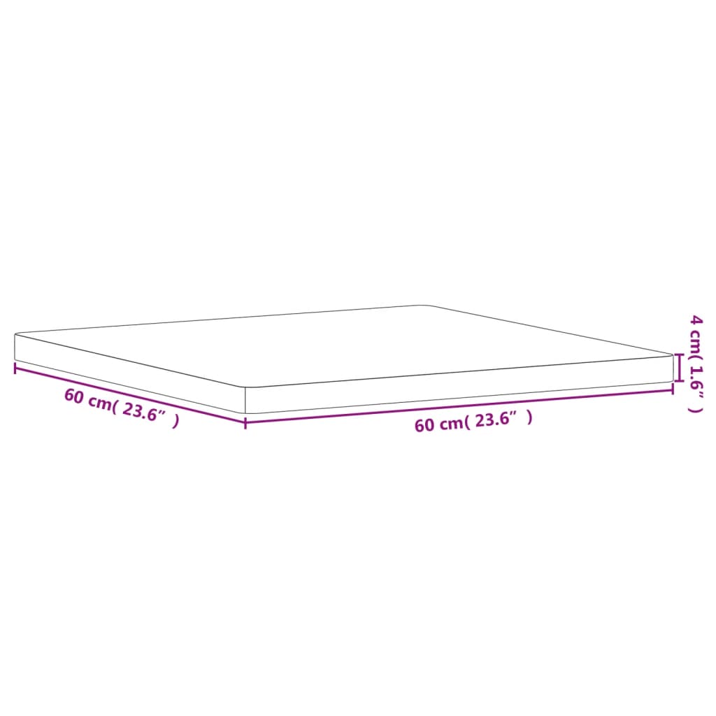 Pöytälevy 60x60x4 cm neliömäinen massiivipyökkipuuta