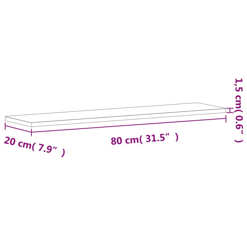 Seinähylly 80x20x1,5 cm massiivipyökkipuuta