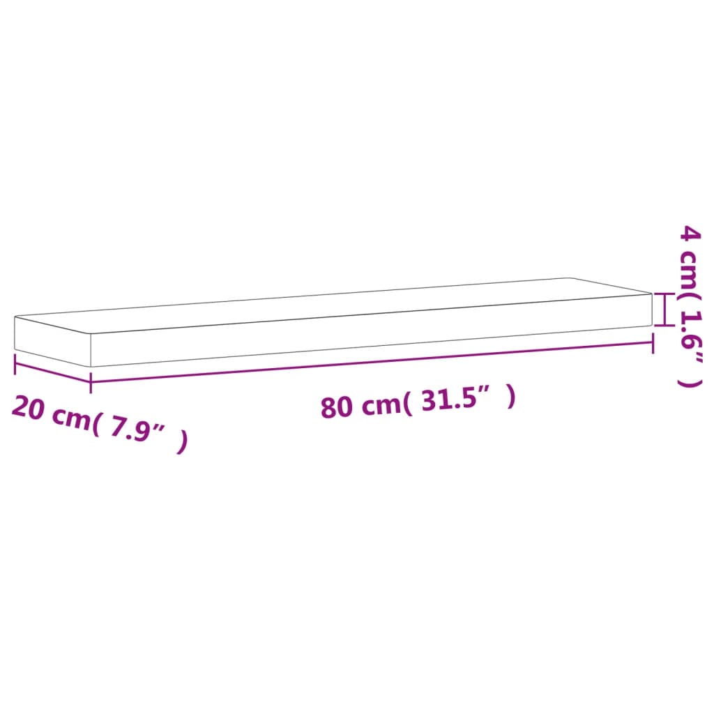 Hyllplan bokträ 80x20x4 cm