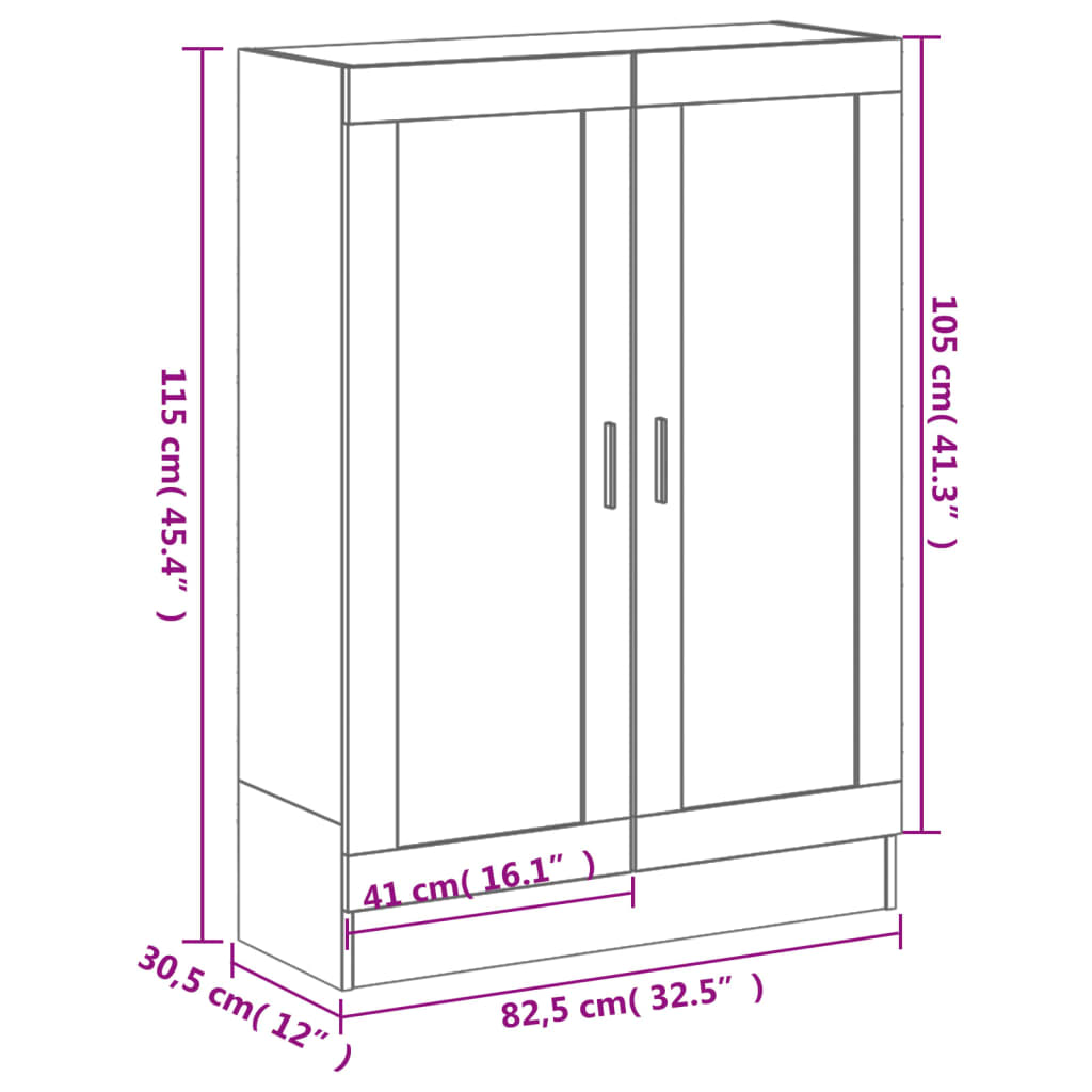 Kirjahylly Kirjahylly sonoma harmaa 82,5x30,5x115 cm