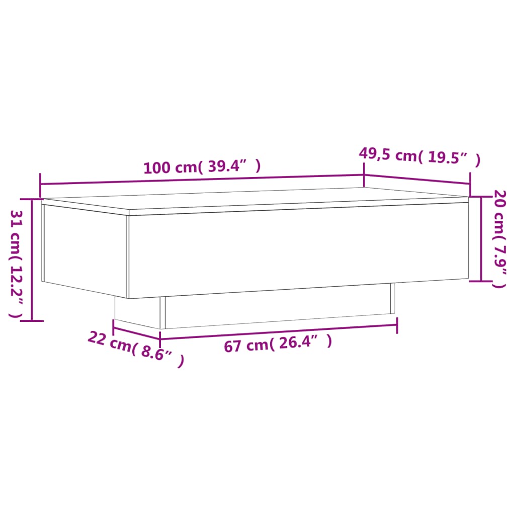 Soffbord betonggrå 100x49,5x31 cm