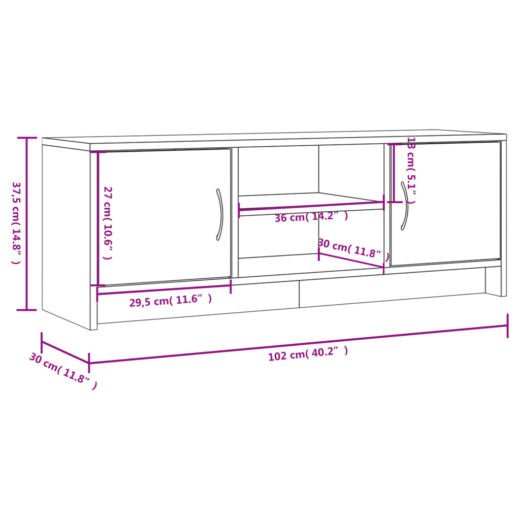 TV-möbel vit TV-bänk 102x30x37,5 cm