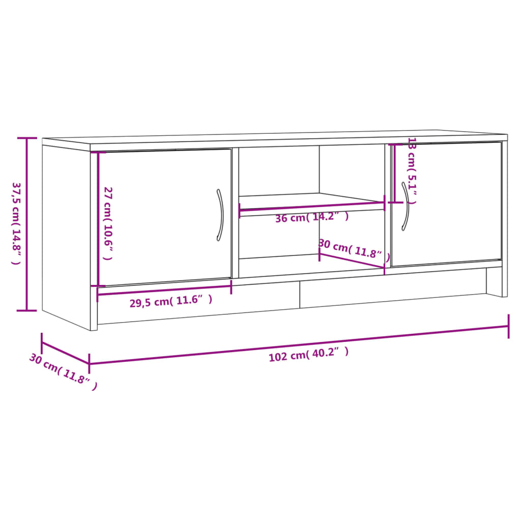 TV-möbel brun ek TV-bänk 102x30x37,5 cm