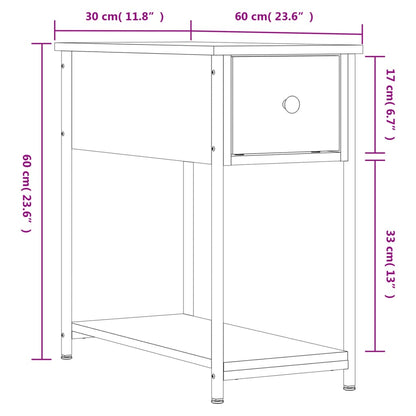 Sängbord Nattduksbord rökfärgad ek 30x60x60 cm