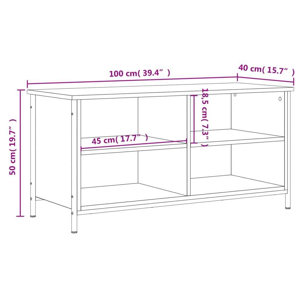 TV-möbel rökfärgad ek TV-bänk 100x40x50 cm