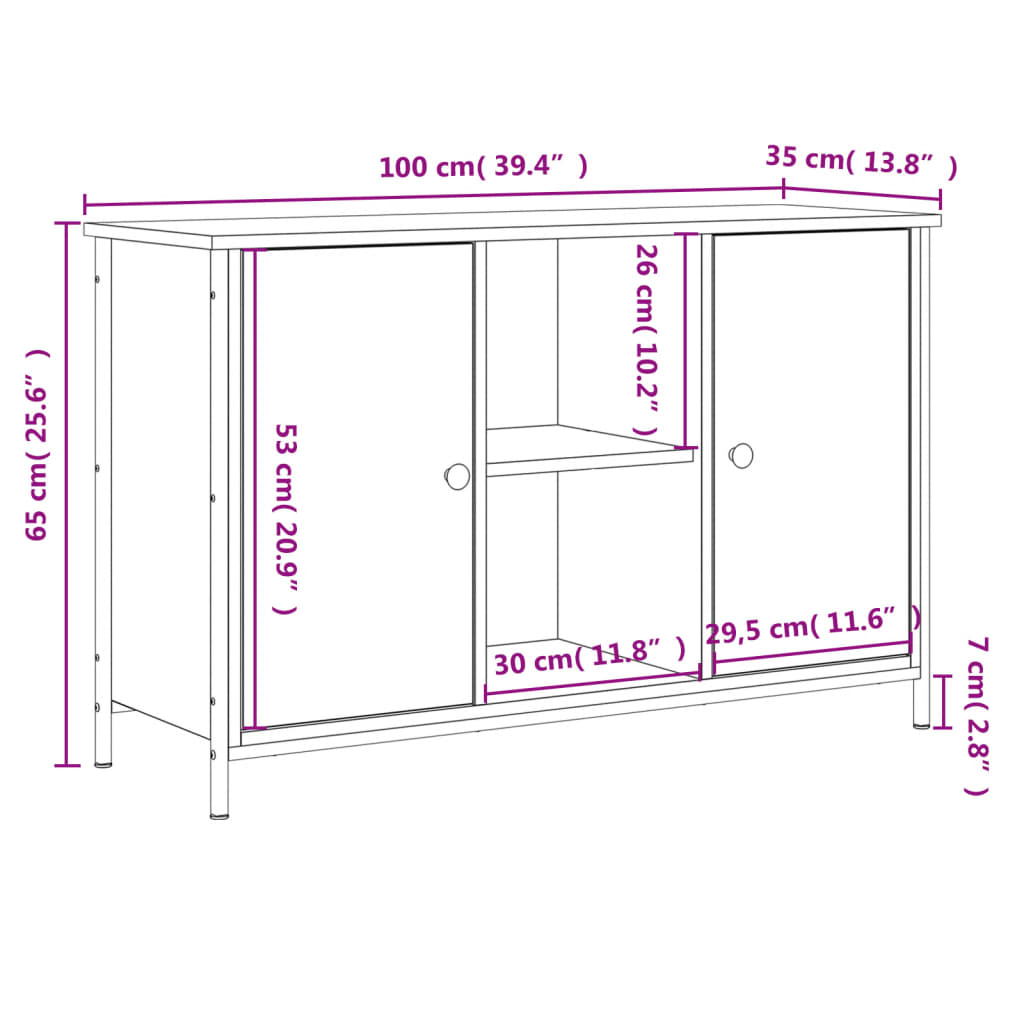 TV-möbel svart TV-bänk 100x35x65 cm