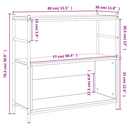 Kirjahylly tammi savunvärinen 80x30x78,5 cm ja rauta