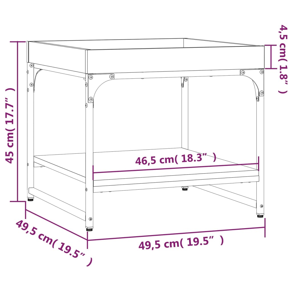 Soffbord sonoma ek 49,5x49,5x45 cm