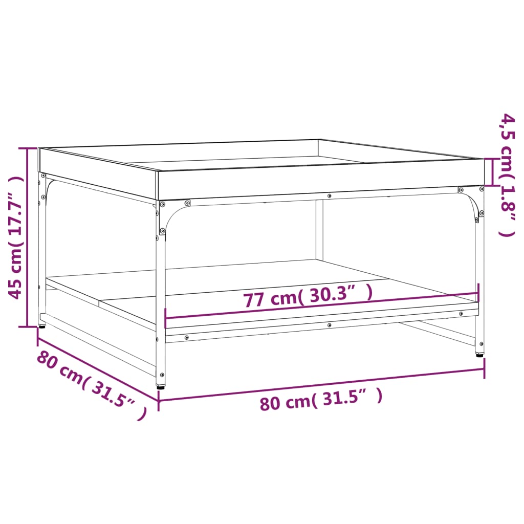 Soffbord svart 80x80x45 cm och järn