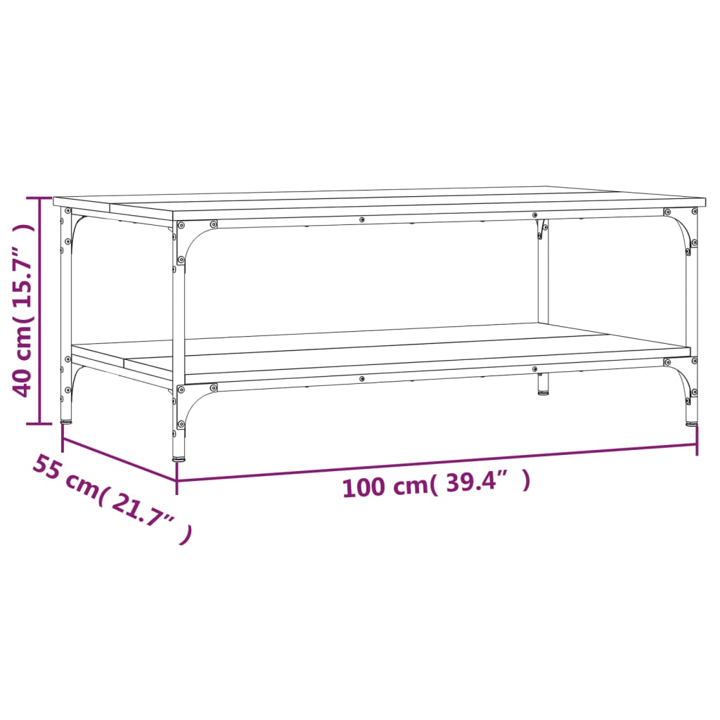 Soffbord rökfärgad ek 100x55x40 cm