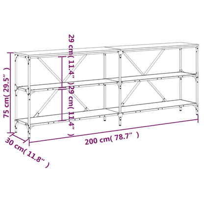 Avlastningsbord konsolbord brun ek 200x30x75 cm och järn