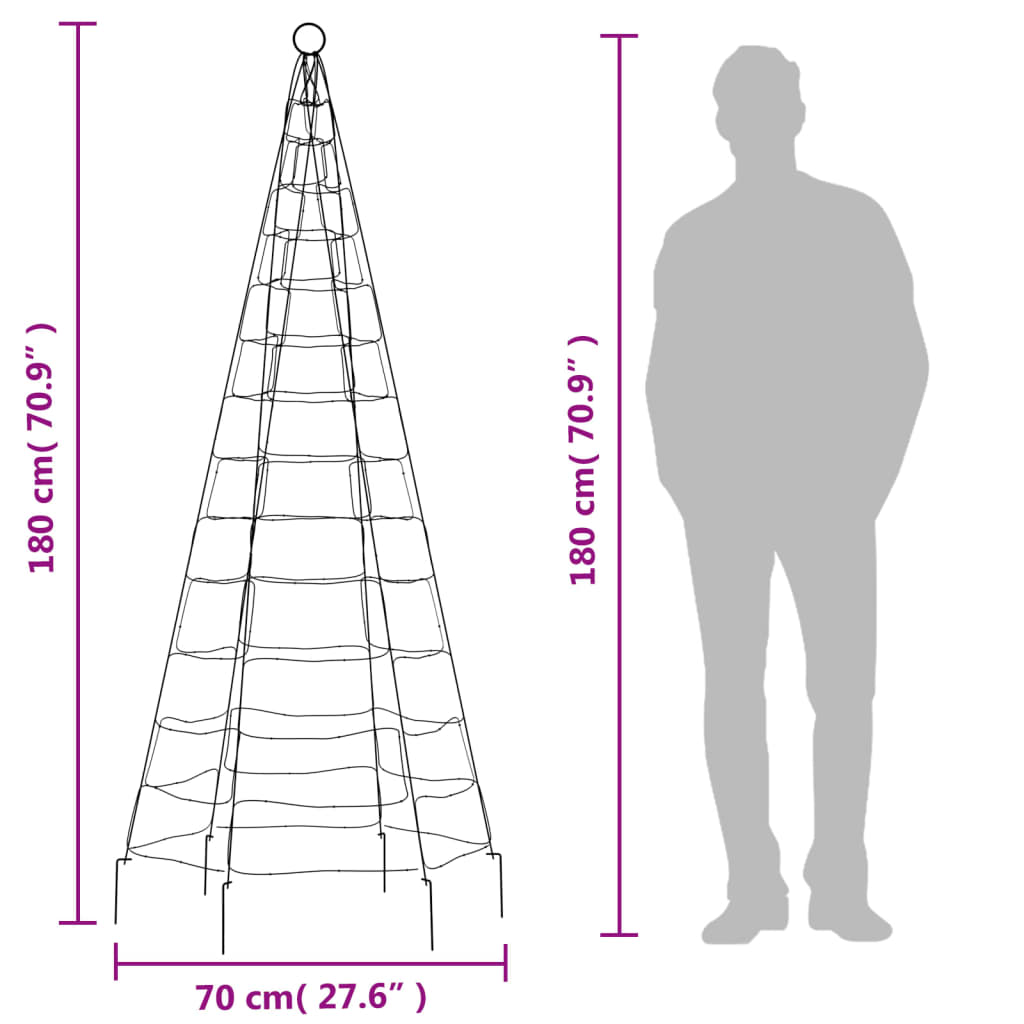 Joulukoristeita Ulkovalaistus lipputankoon 200 lediä viileä valkoinen 180 cm