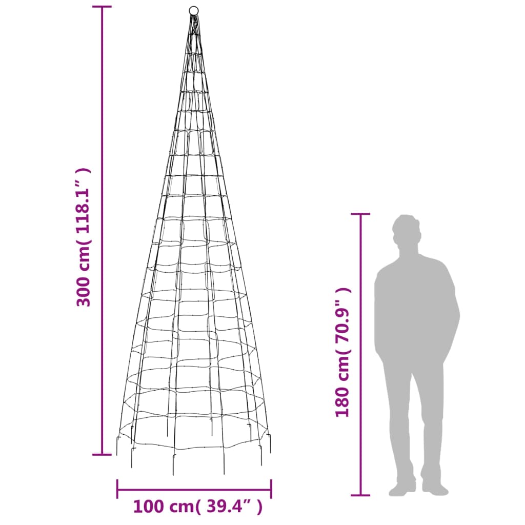 Joulukoristeita Ulko Jouluvalaistus lipputankoon 550 LEDiä lämmin valkoinen 300 cm