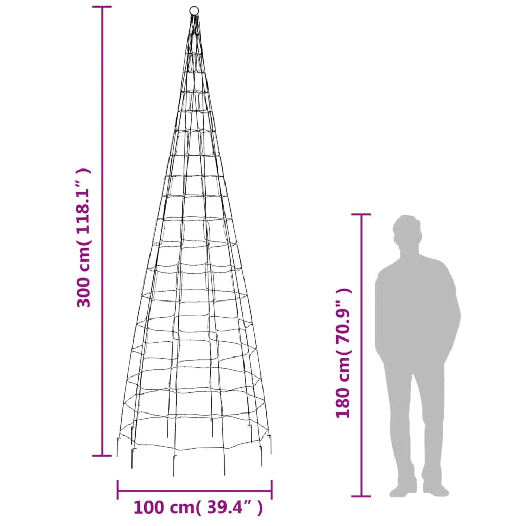 Joulukoristeita Ulkovalaistus lipputankoon 550 LEDiä sininen 300 cm