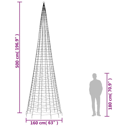 Joulukoristeita Ulkovalaistus lipputankoon 1534 LEDit kylmä valkoinen 500 cm