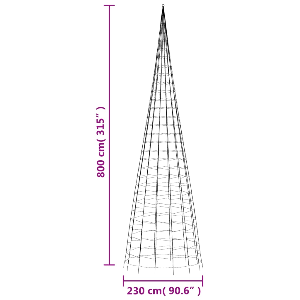 Joulukoristeita Ulko Jouluvalaistus lipputankoon 3000 LEDiä lämmin valkoinen 800 cm