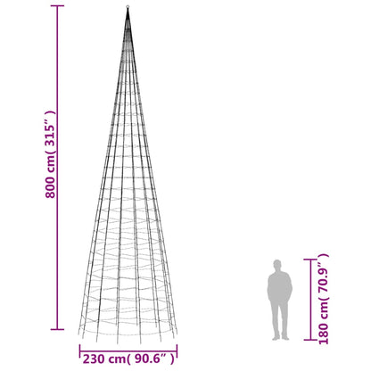 Joulukoristeita Ulkovalaistus lipputankoon 3000 LEDiä sininen 800 cm