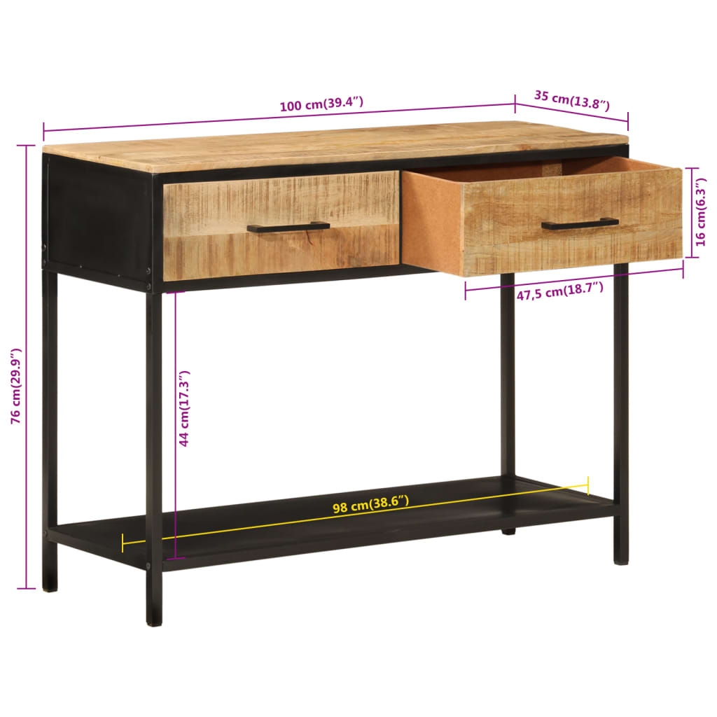 Avlastningsbord konsolbord massiv trä mangoträ 100x35x76 cm