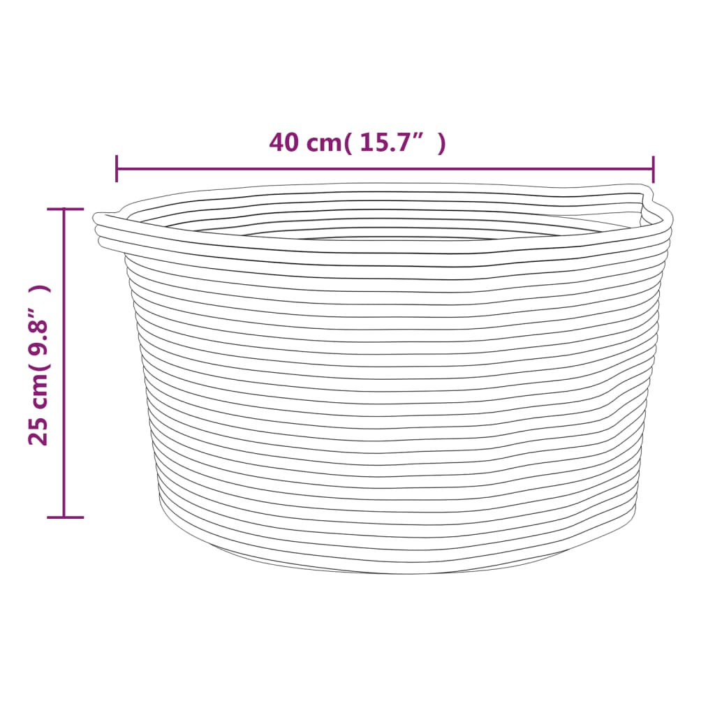 Förvaringskorg grå och vit Ø40x25 cm bomull