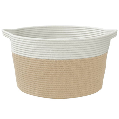 Förvaringskorg beige och vit Ø40x25 cm bomull