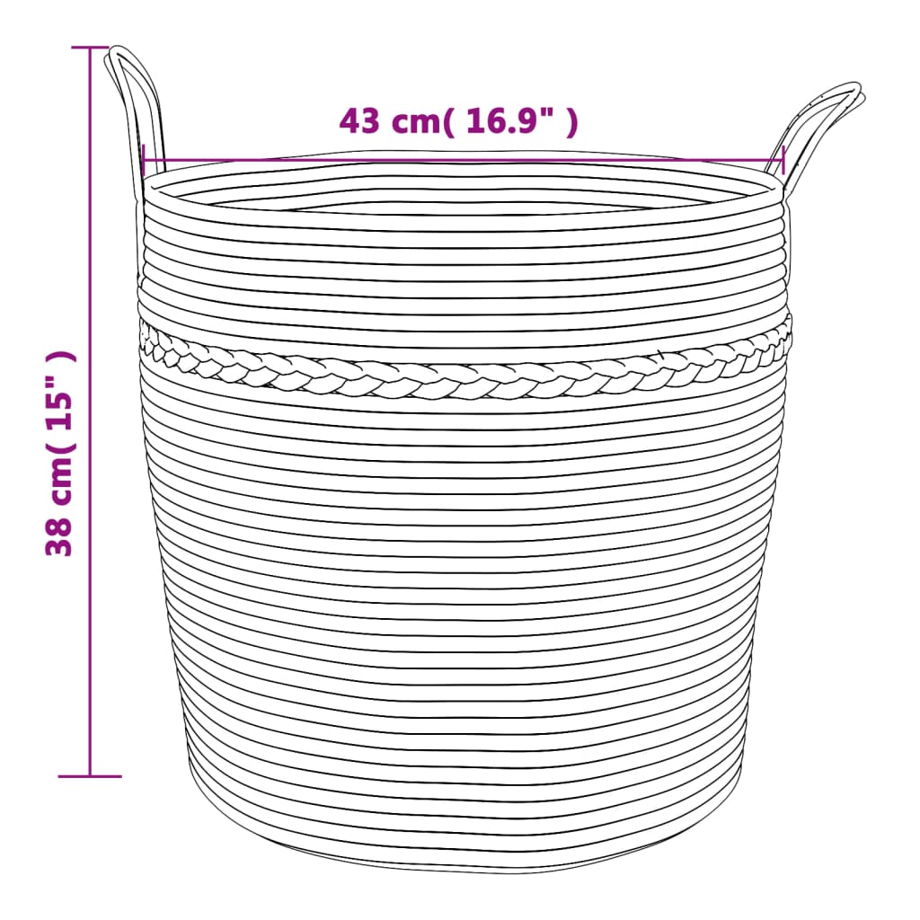 Förvaringskorg grå och vit Ø43x38 cm bomull