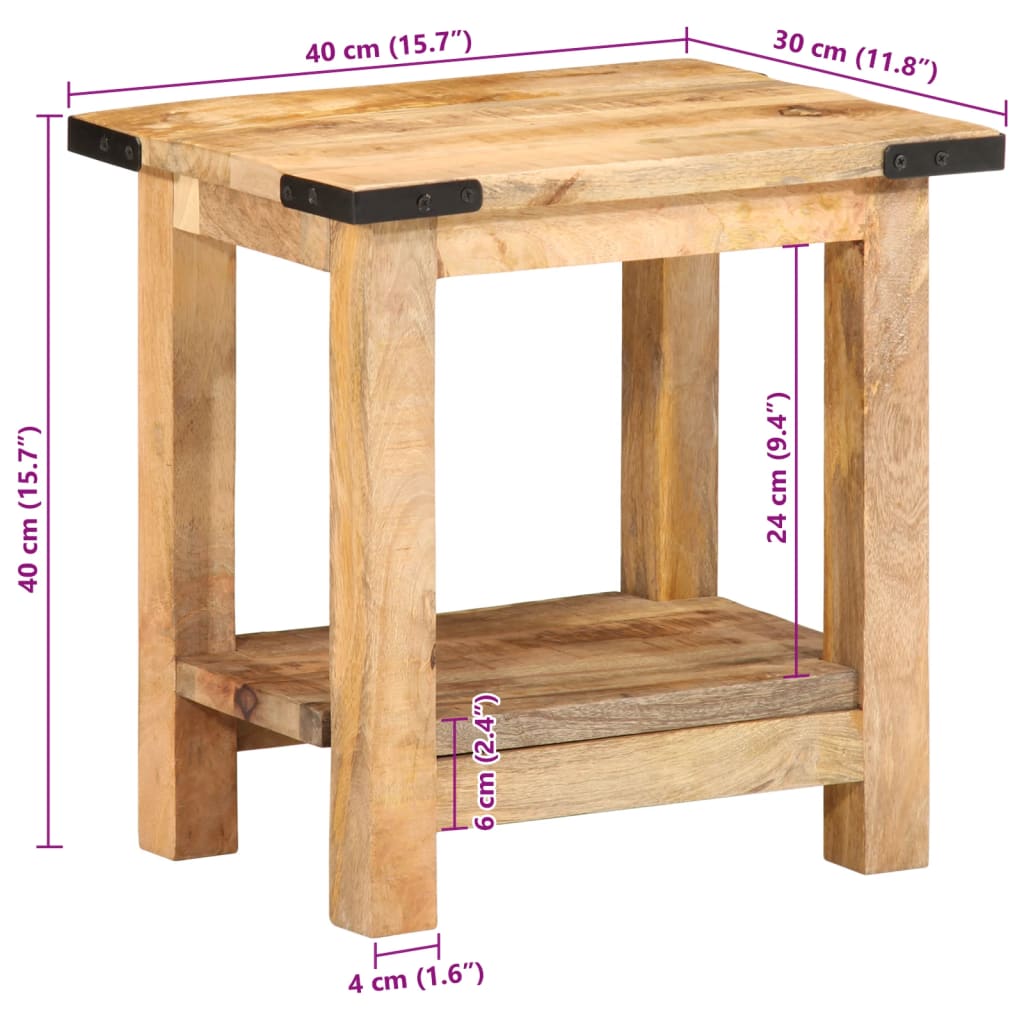 Sidobord massiv mangoträ 40x30x40 cm