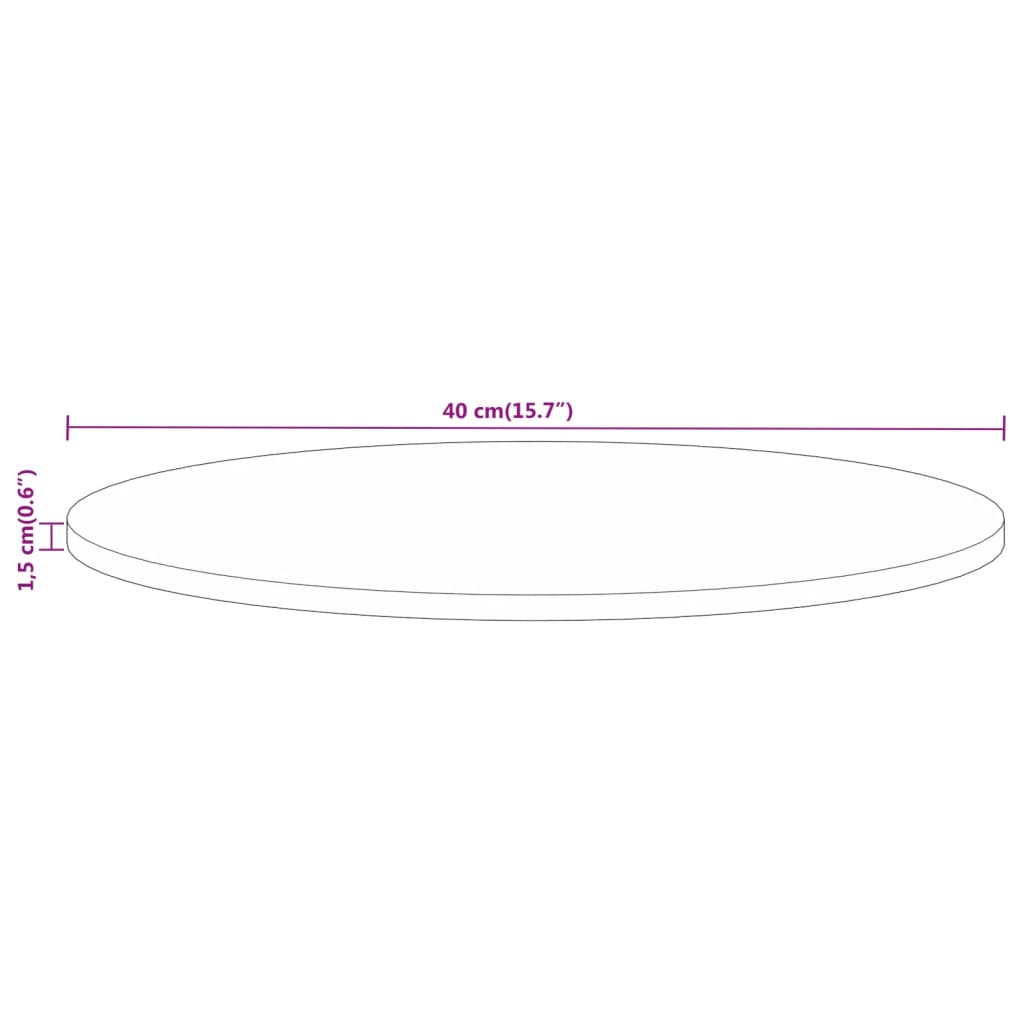 Pöytälevy Ø 40x1,5 cm pyöreä massiivi karkeaa mangopuuta