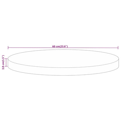 Pöytälevy Ø 60x3,8 cm pyöreä massiivi karkeaa mangopuuta