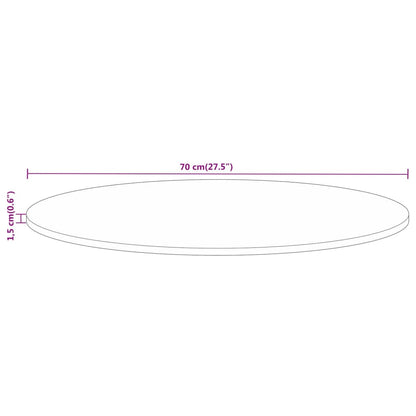 Pöytälevy Ø 70x1,5 cm pyöreä massiivi karkeaa mangopuuta