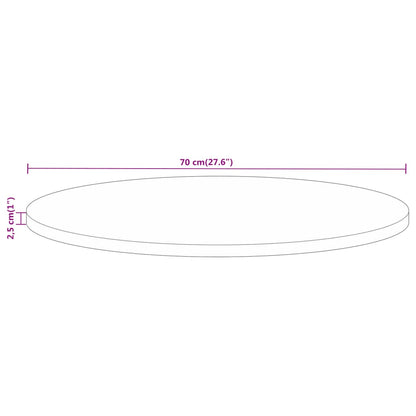 Pöytälevy Ø 70x2,5 cm pyöreä massiivi karkeaa mangopuuta