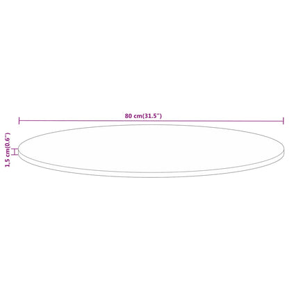 Pöytälevy Ø 80x1,5 cm pyöreä massiivi karkeaa mangopuuta