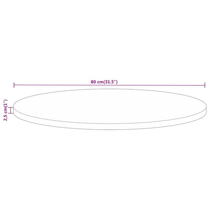 Pöytälevy Ø 80x2,5 cm pyöreä massiivi karkeaa mangopuuta