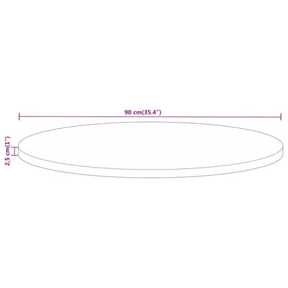 Pöytälevy Ø 90x2,5 cm pyöreä massiivi karkeaa mangopuuta