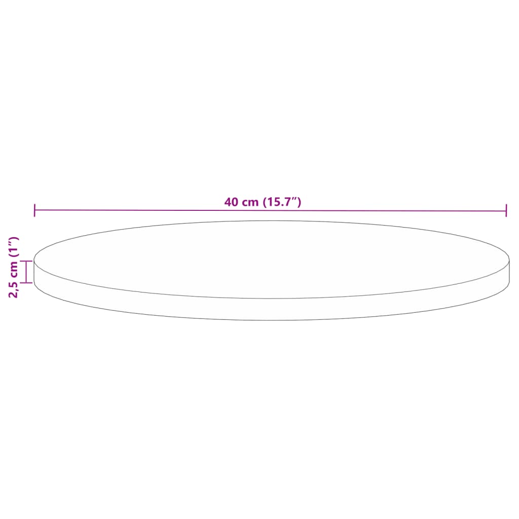 Pöytälevy Ø 40x2,5 cm pyöreä massiivi kierrätyspuuta