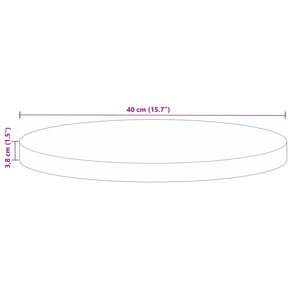 Pöytälevy Ø 40x3,8 cm pyöreä massiivi kierrätyspuuta