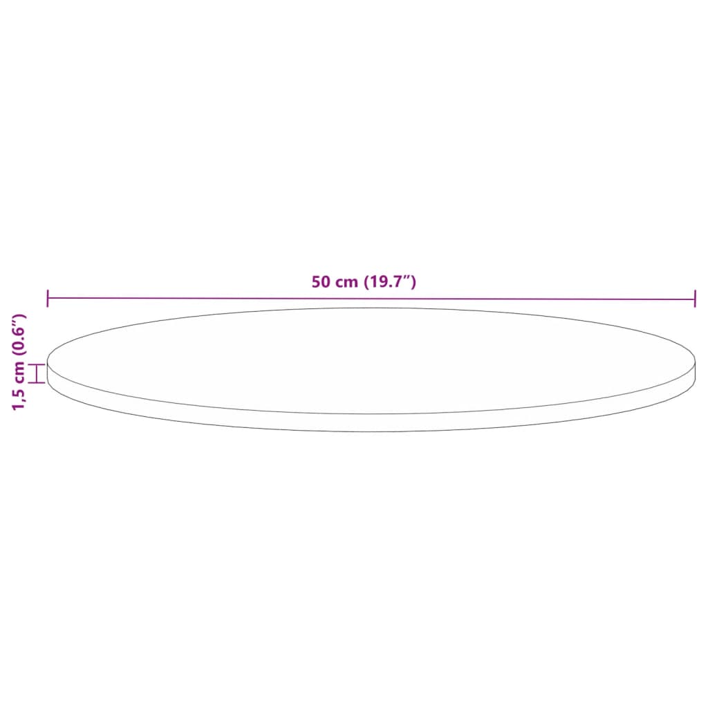 Pöytälevy Ø 50x1,5 cm pyöreä massiivi kierrätyspuuta