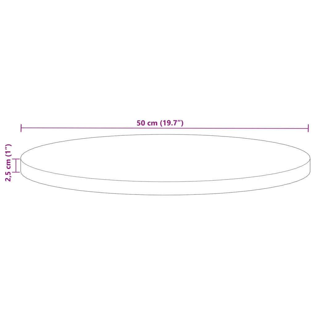 Pöytälevy Ø 50x2,5 cm pyöreä massiivi kierrätyspuuta