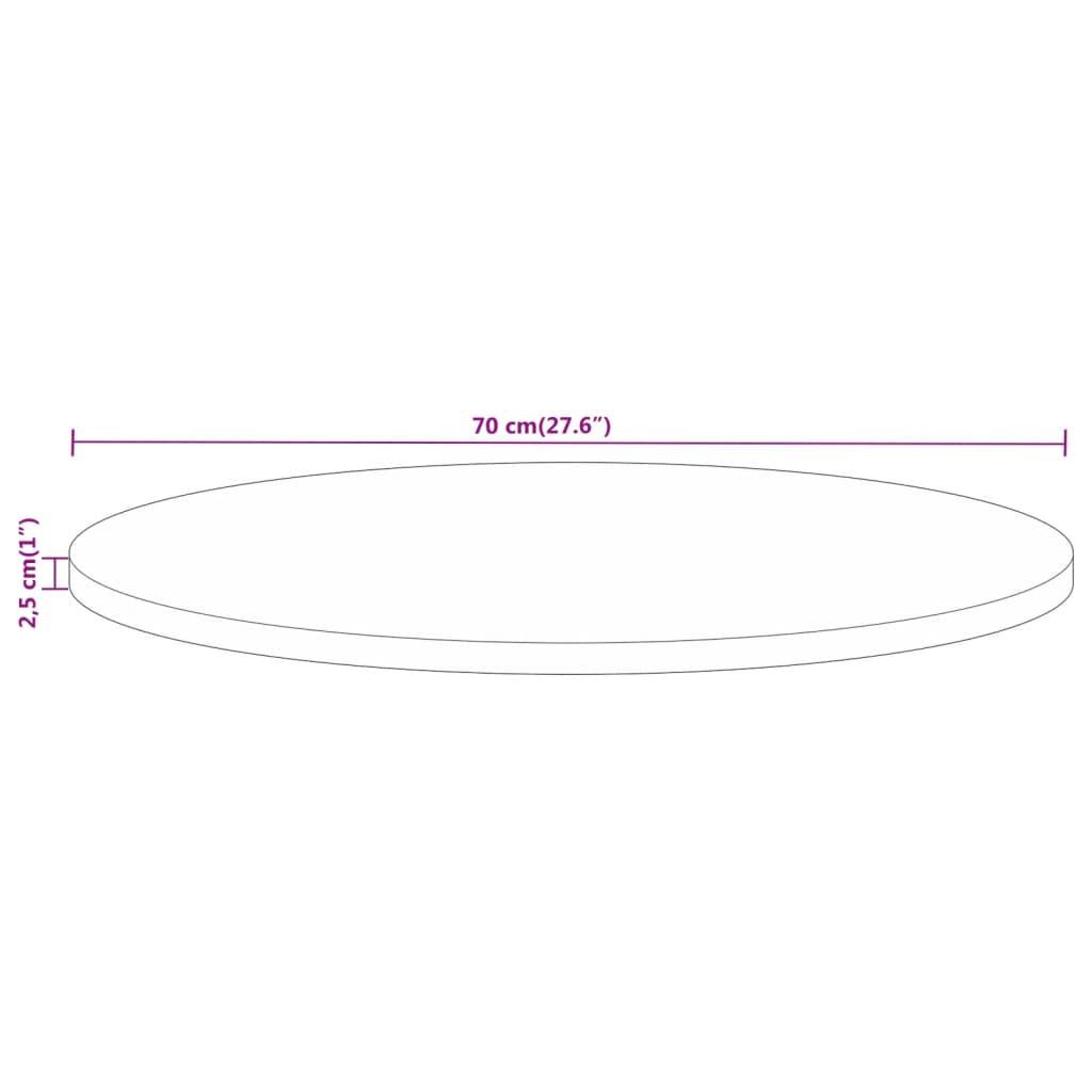 Bordsskiva Ø 70x2,5 cm rund massivt återvunnet trä