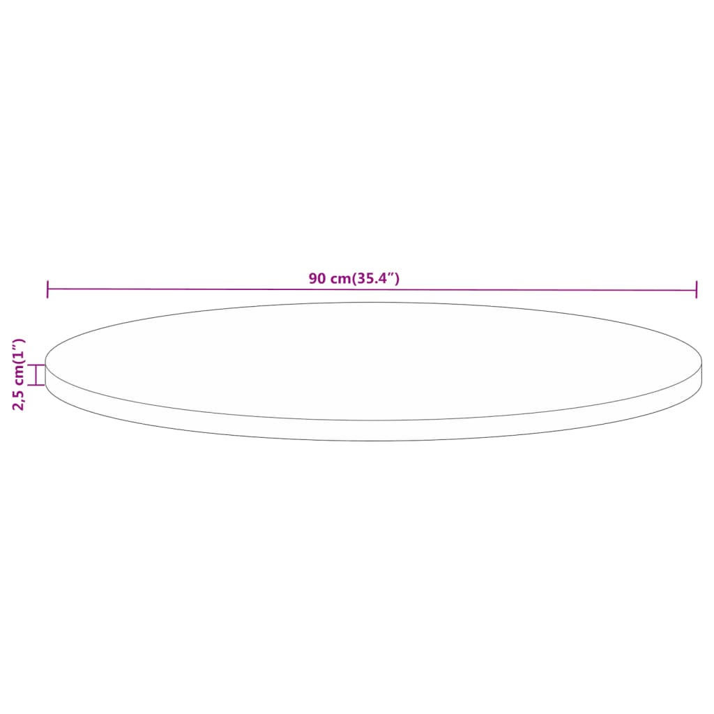 Pöytälevy Ø 90x2,5 cm pyöreä massiivi kierrätyspuuta