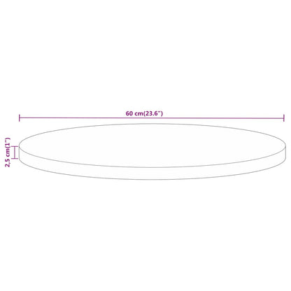 Pöytälevy Ø 60x2,5 cm pyöreä massiivi kierrätyspuuta