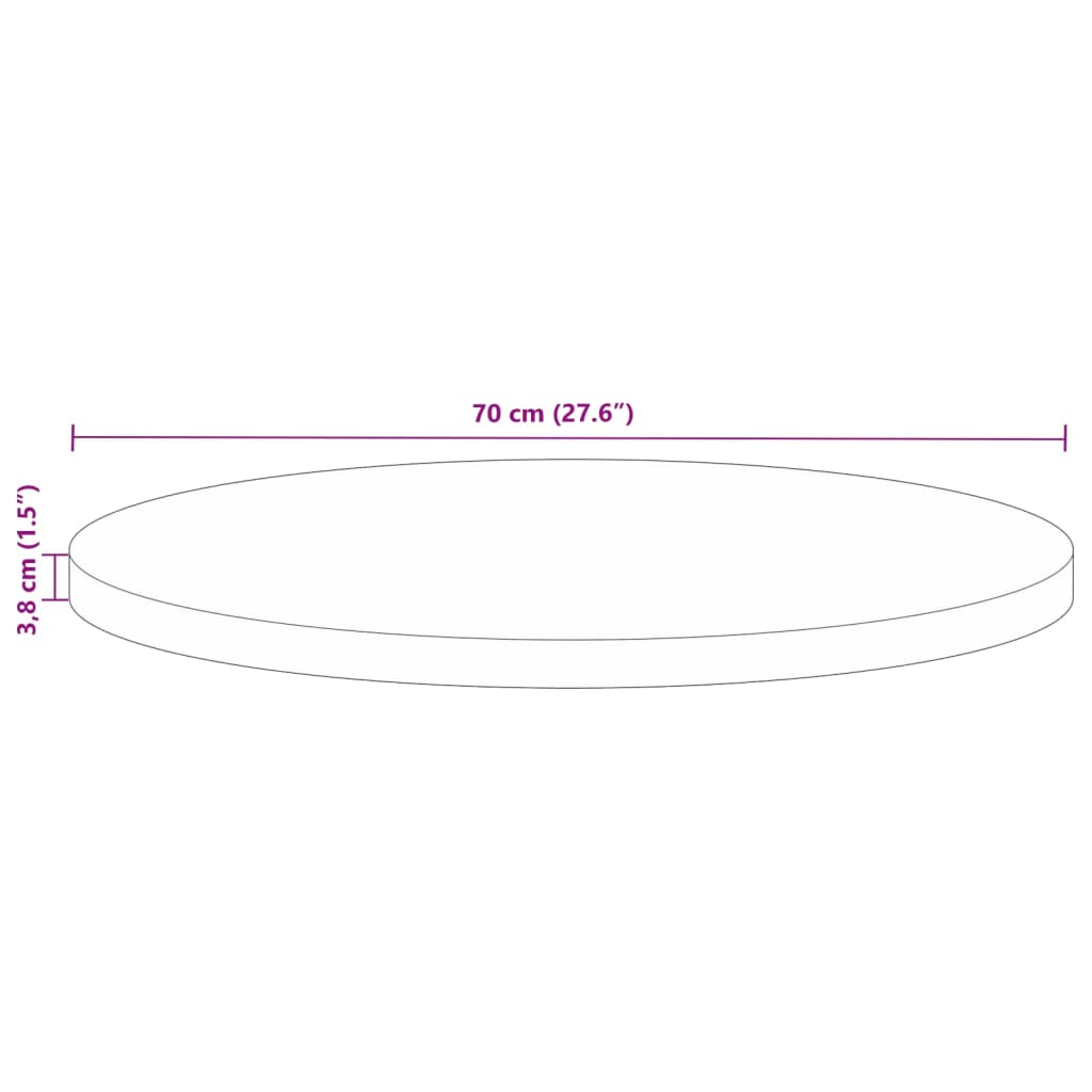 Pöytälevy Ø 70x3,8 cm pyöreä massiivi kierrätyspuuta