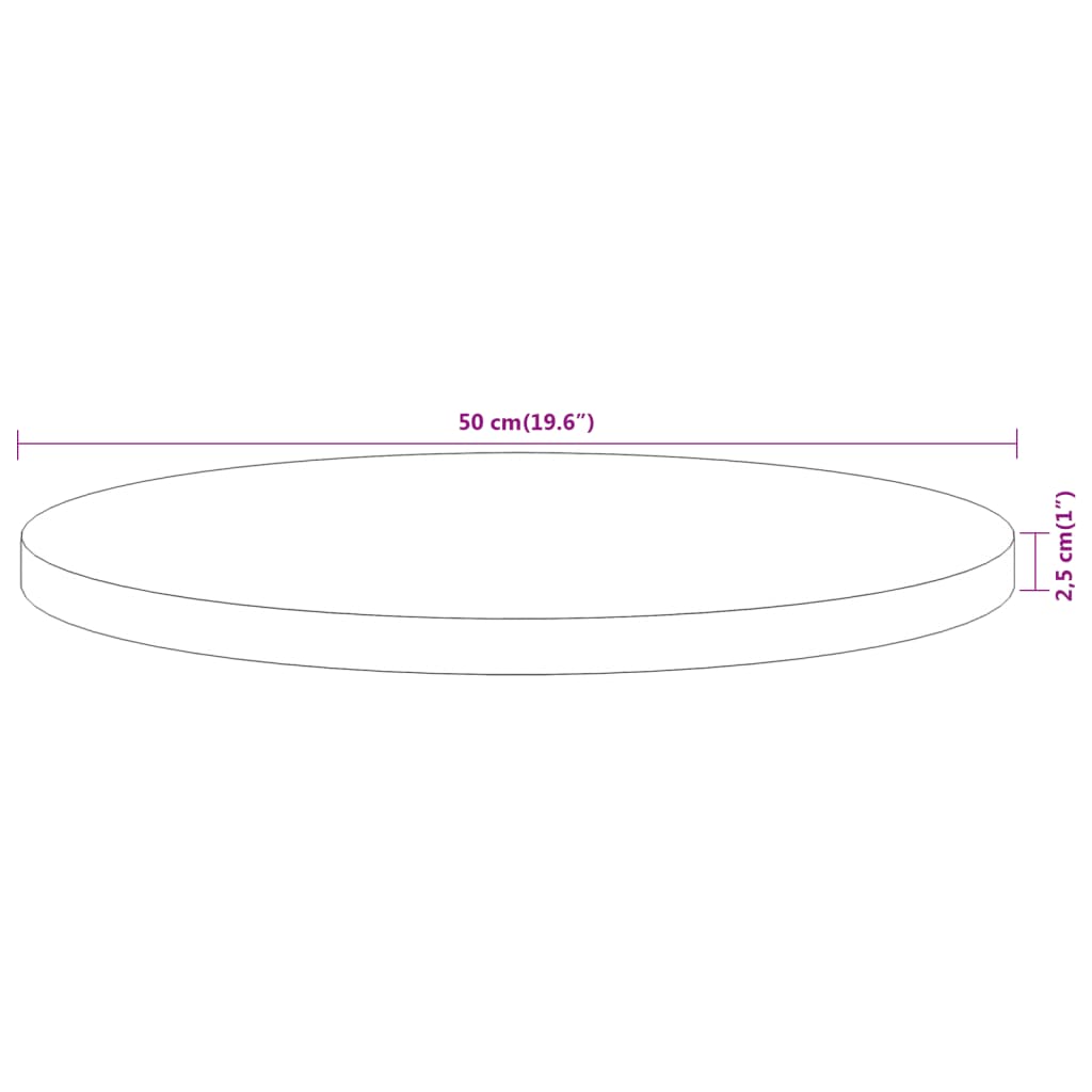 Pöytälevy Ø50x2,5 cm pyöreä massiivi akaasiapuuta