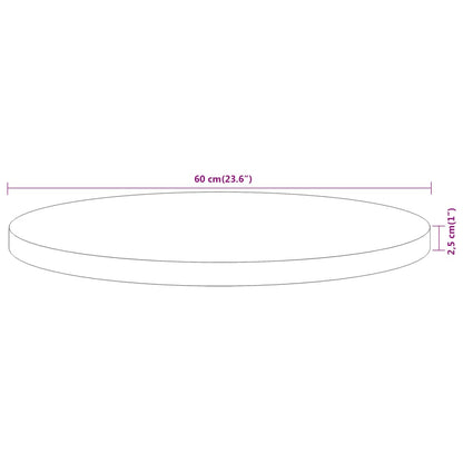 Pöytälevy Ø60x2,5 cm pyöreä massiivi akaasiapuuta