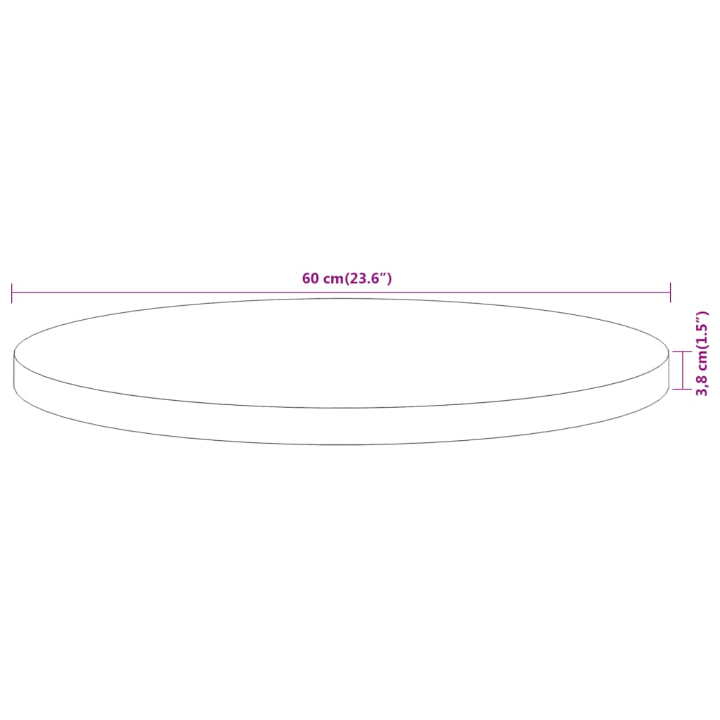 Pöytälevy Ø60x3,8 cm pyöreä massiivi akaasiapuuta