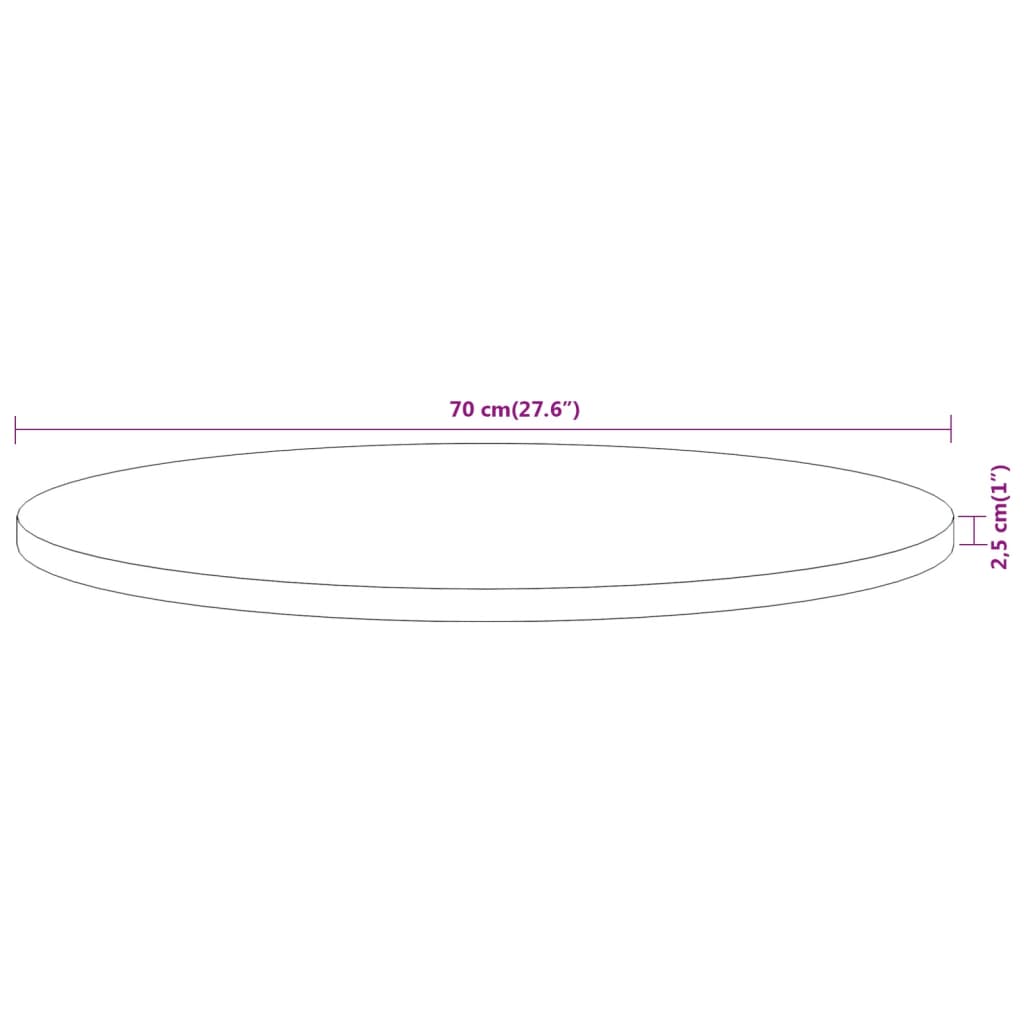 Pöytälevy Ø70x2,5 cm pyöreä massiivi akaasiapuuta