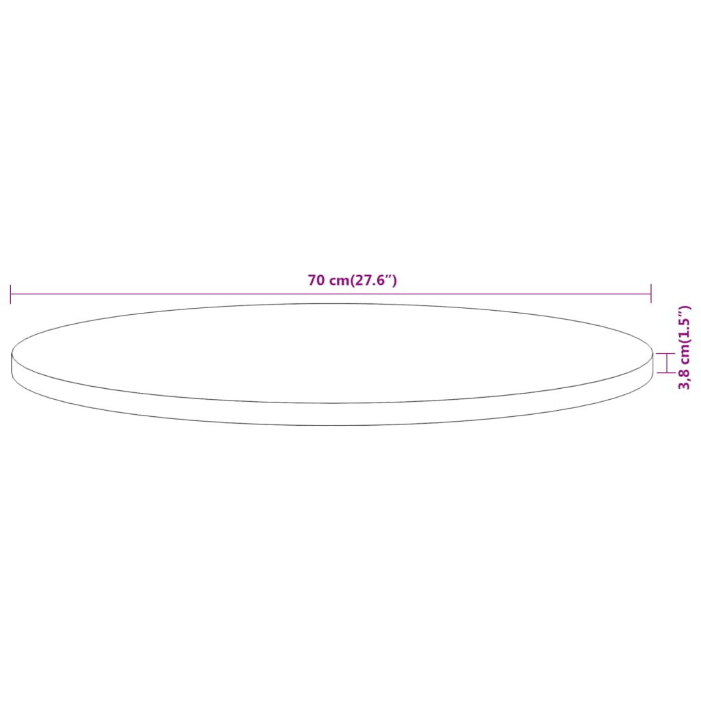 Pöytälevy Ø70x3,8 cm pyöreä massiivi akaasiapuuta