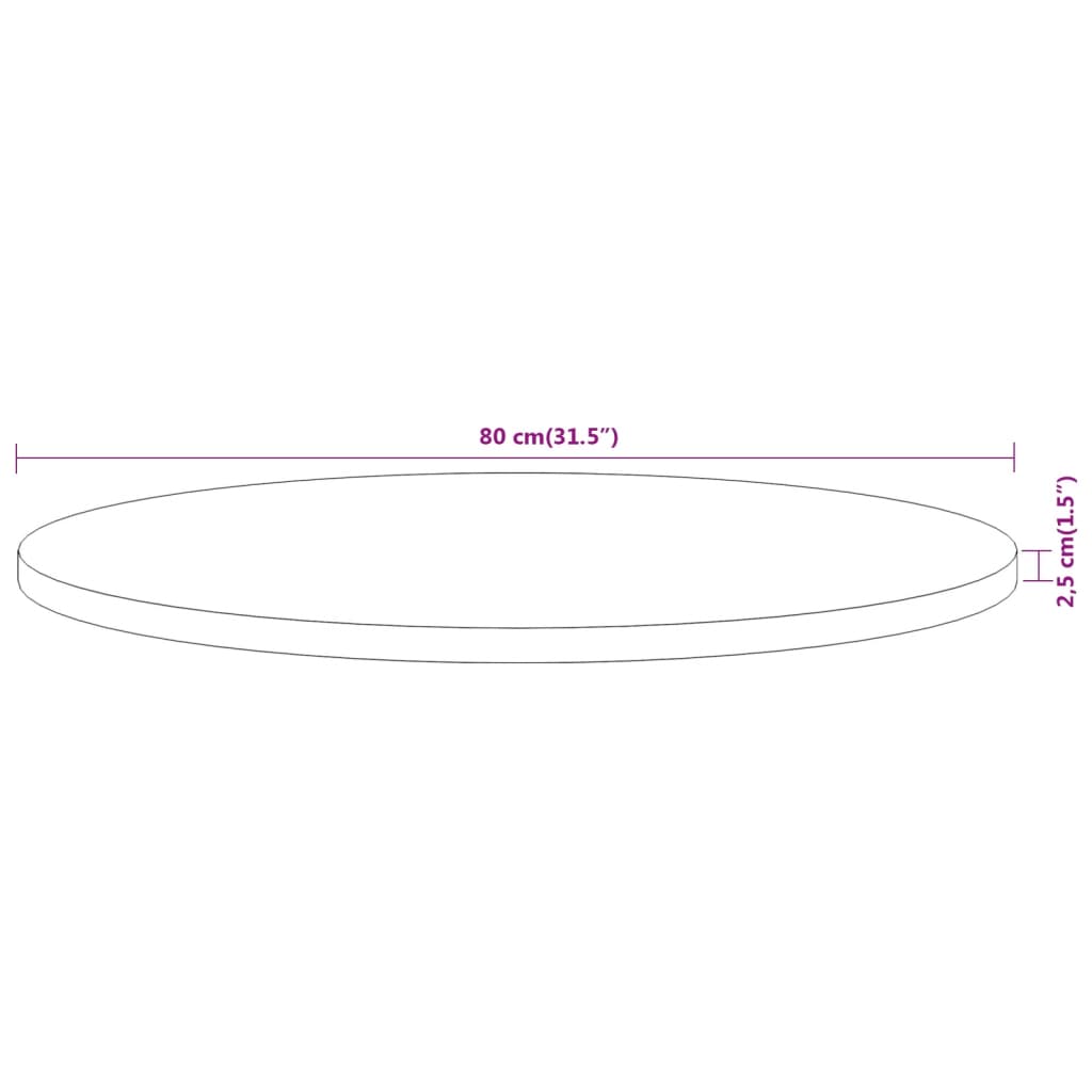 Pöytälevy Ø80x2,5 cm pyöreä massiivi akaasiapuuta