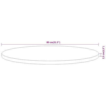 Pöytälevy Ø80x2,5 cm pyöreä massiivi akaasiapuuta