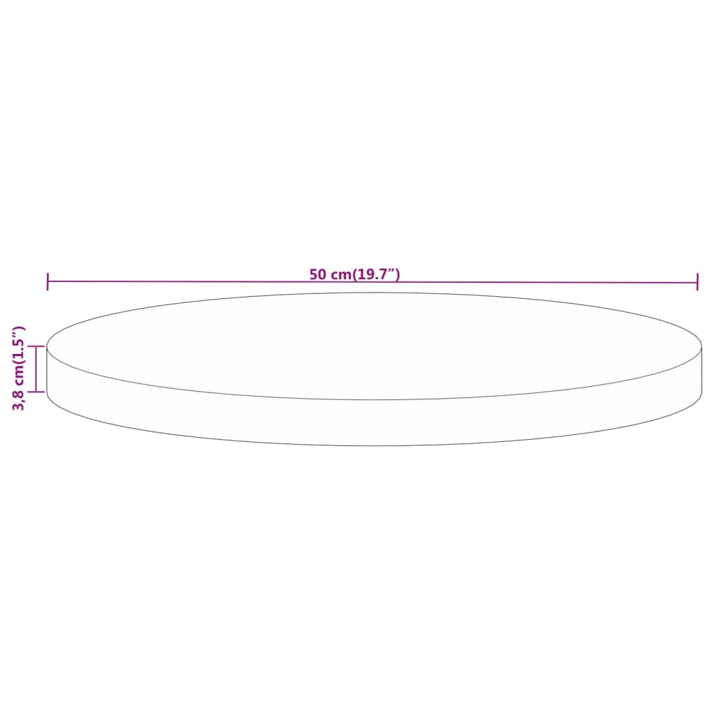 Pöytälevy Ø 50x3,8 cm pyöreä massiivi mangopuuta